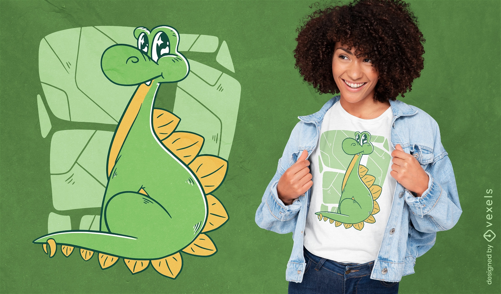 Design de camiseta de desenho animado de dinossauro Stegosaurus
