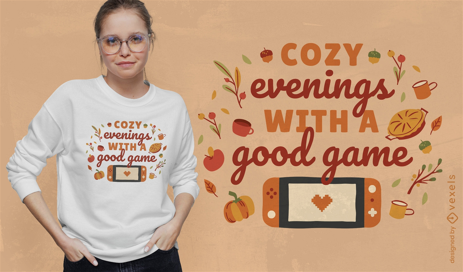 Cozy gaming evenings t-shirt design