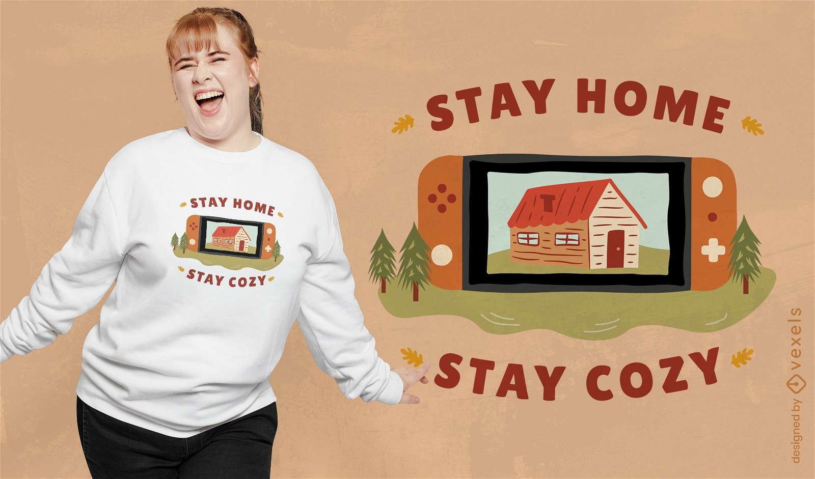 Stay home stay cozy gaming t-shirt design