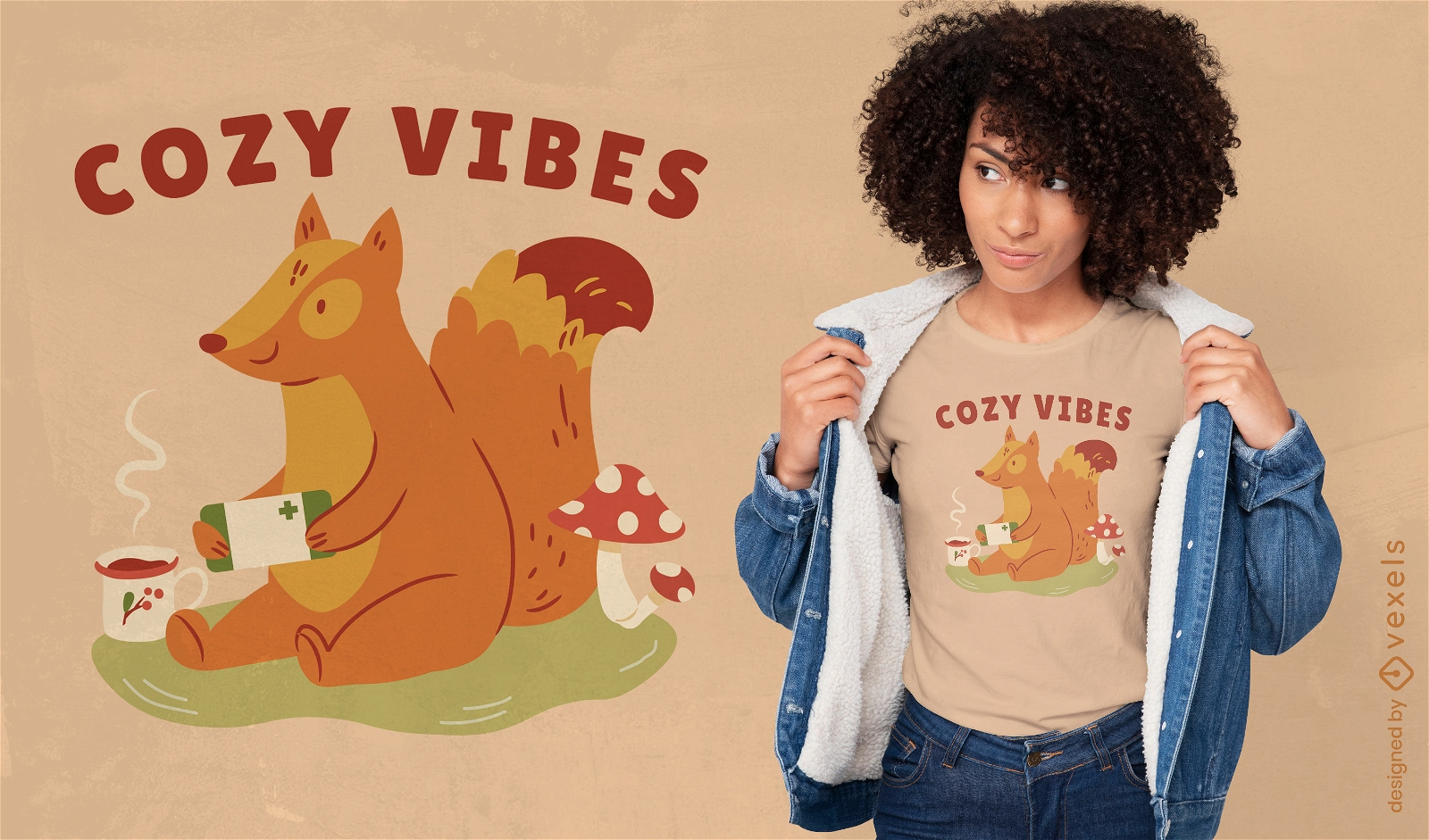 Cozy vibes gaming diseño de camiseta de ardilla