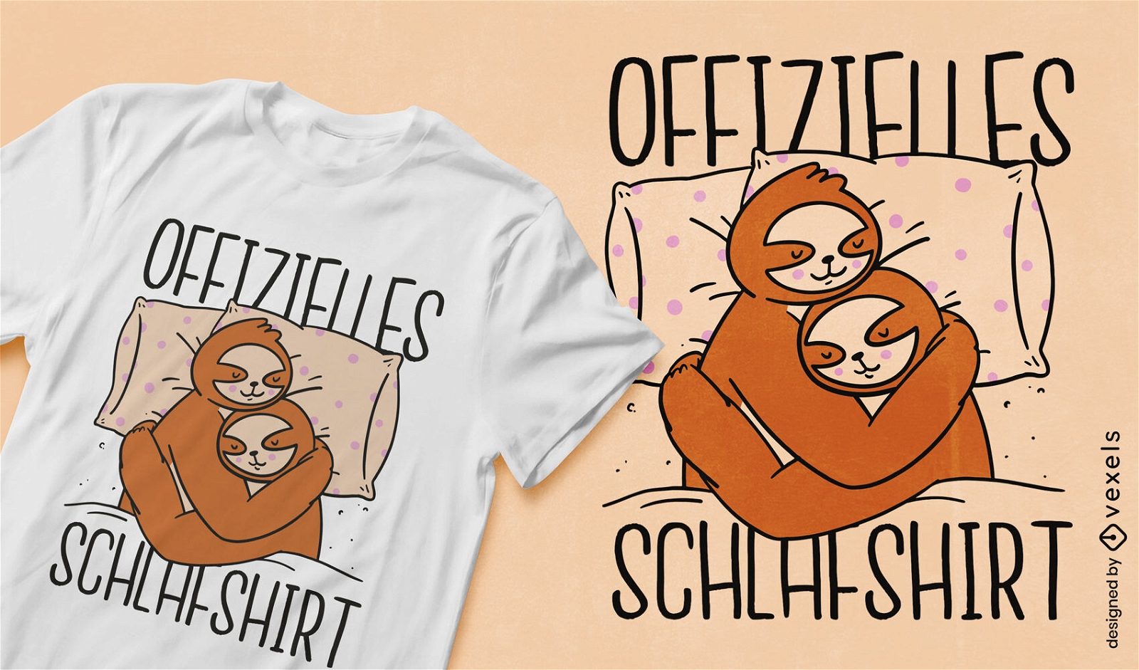 Sloths sleeping on bed t-shirt design
