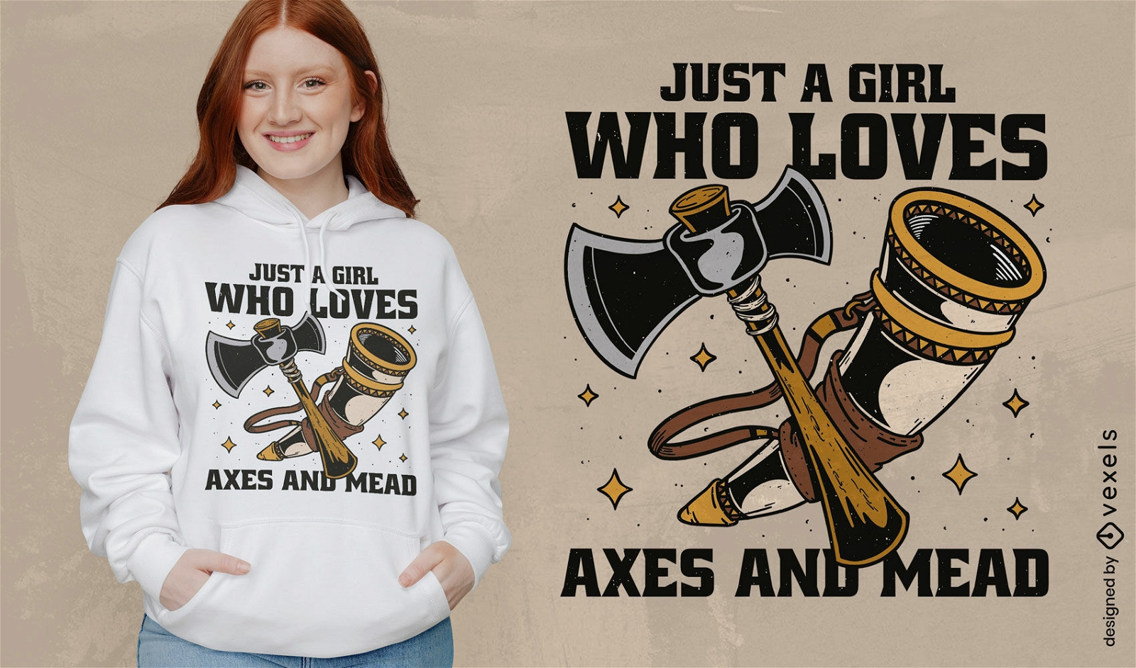 Garota que adora design de camiseta de machados