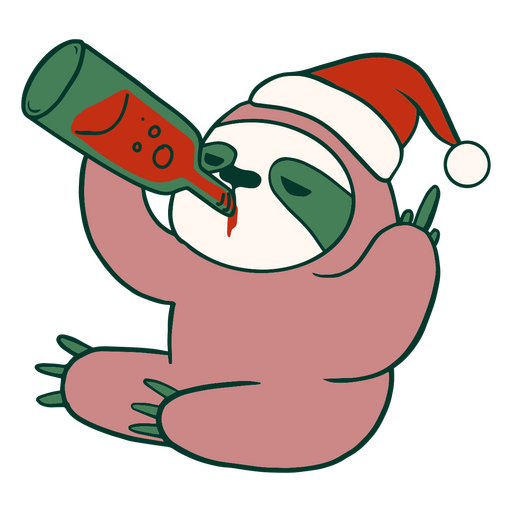 Christmas sloth having a drink PNG Design