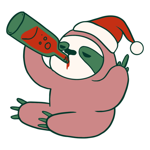 Perezoso navideño tomando una copa Diseño PNG