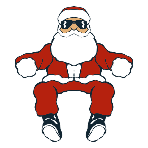 Weihnachtsmann mit Sonnenbrille sitzt PNG-Design