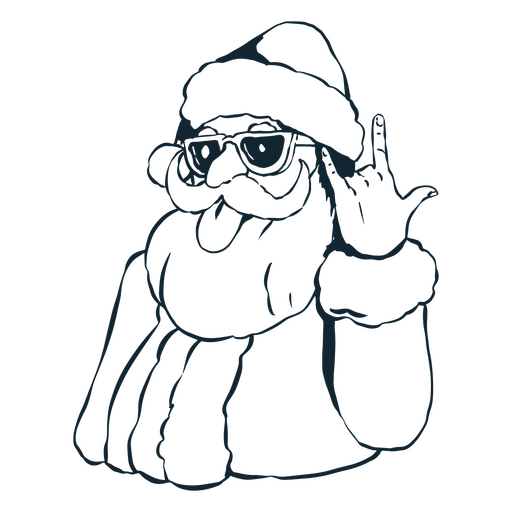 Santa making a rocker gesture PNG Design