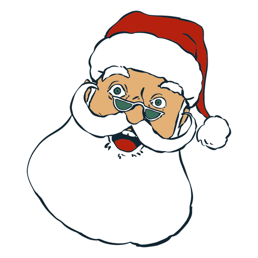 Santa wearing tiny green eyeglasses PNG Design