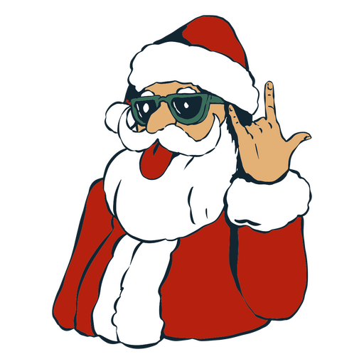 Papai Noel fazendo um gesto com a mão de roqueiro Desenho PNG