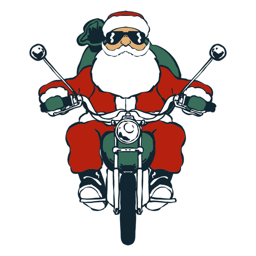 Der Weihnachtsmann fährt Motorrad und liefert Geschenke aus PNG-Design