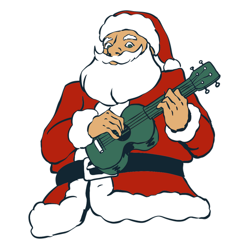 Der Weihnachtsmann klimpert auf einer grünen Gitarre PNG-Design