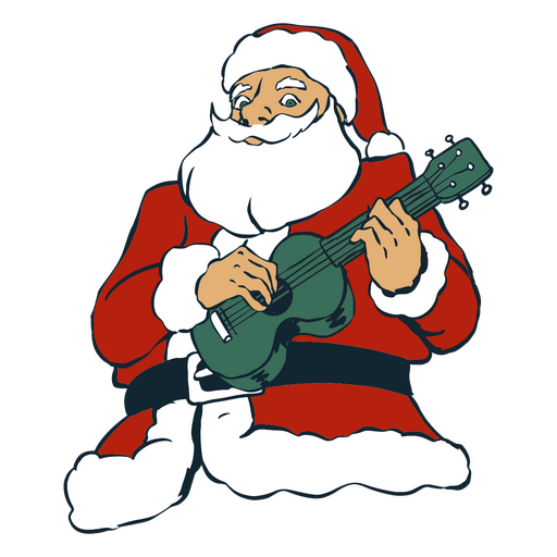 Santa strumming a green guitar PNG Design