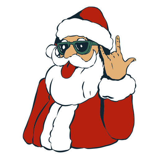 Papai Noel alegremente fazendo um gesto de roqueiro Desenho PNG