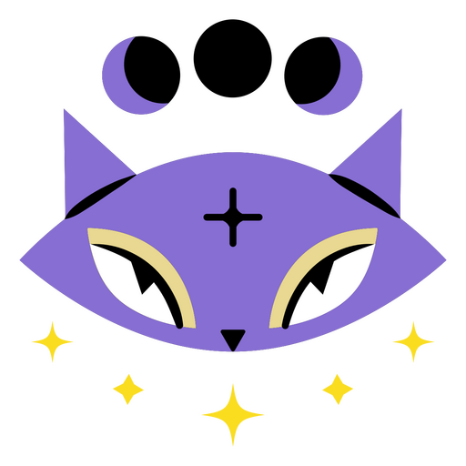 Purple cat surrounded by sparkles PNG Design