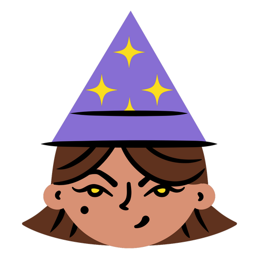 Jovem bruxa usando um chapéu brilhante Desenho PNG