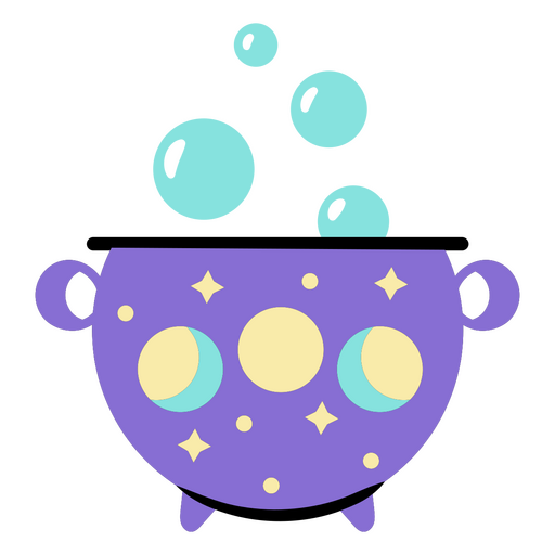 Purple cauldron with bubbles PNG Design