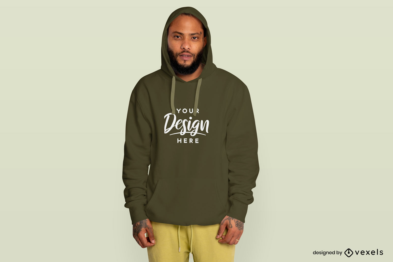 African american man with hoodie mockup