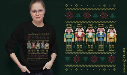 Diseño de camiseta de suéter feo de Navidad de Cascanueces