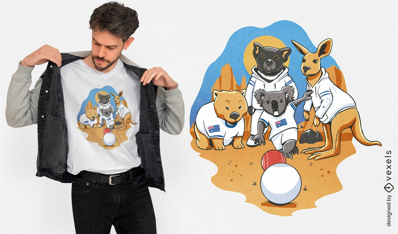 Design de camiseta de boliche de gramado Canadian Animals