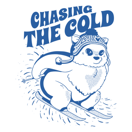 Chasing the cold lettering design PNG Design