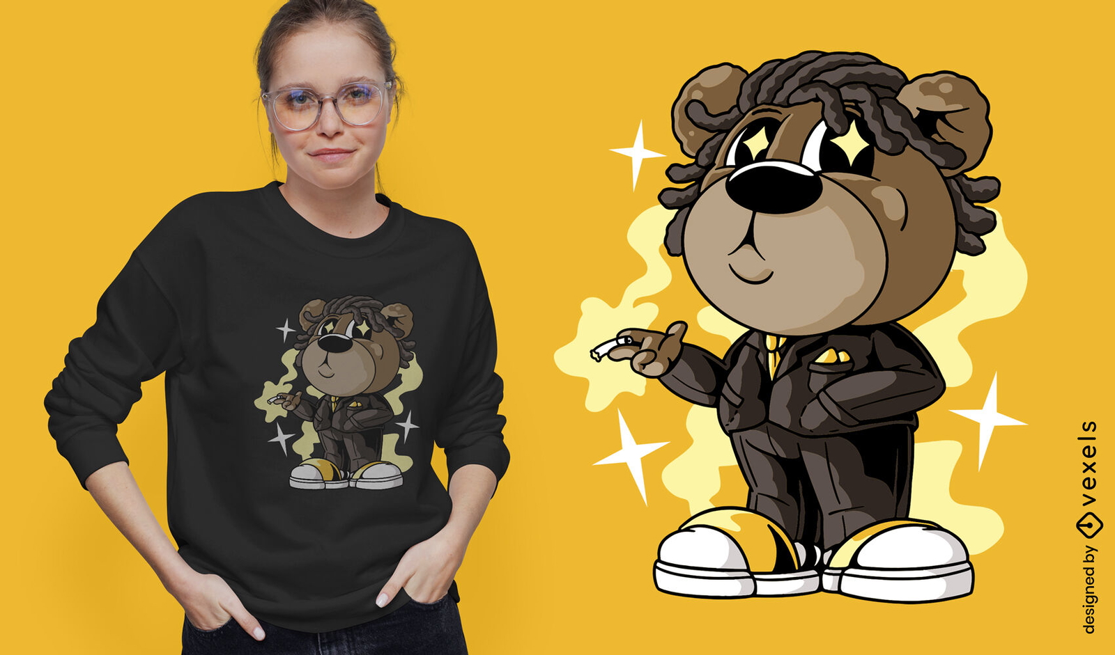 Diseño de camiseta de oso de peluche de traje de negocios.