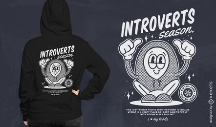 Introvertiertes Retro-Cartoon-T-Shirt-Design