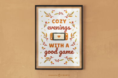 Design de cartaz de jogos de noites aconchegantes