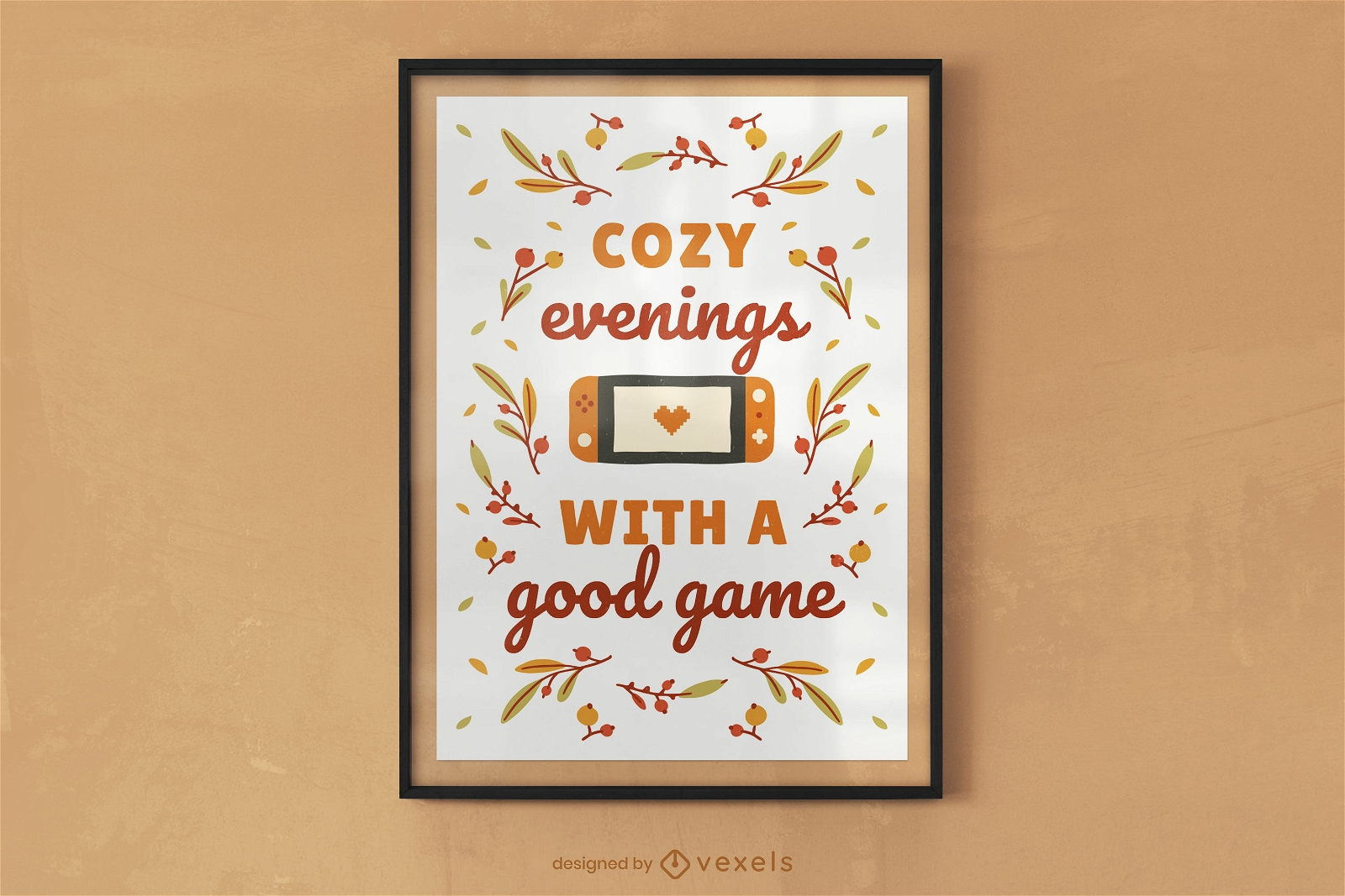 Cozy evenings gaming poster design
