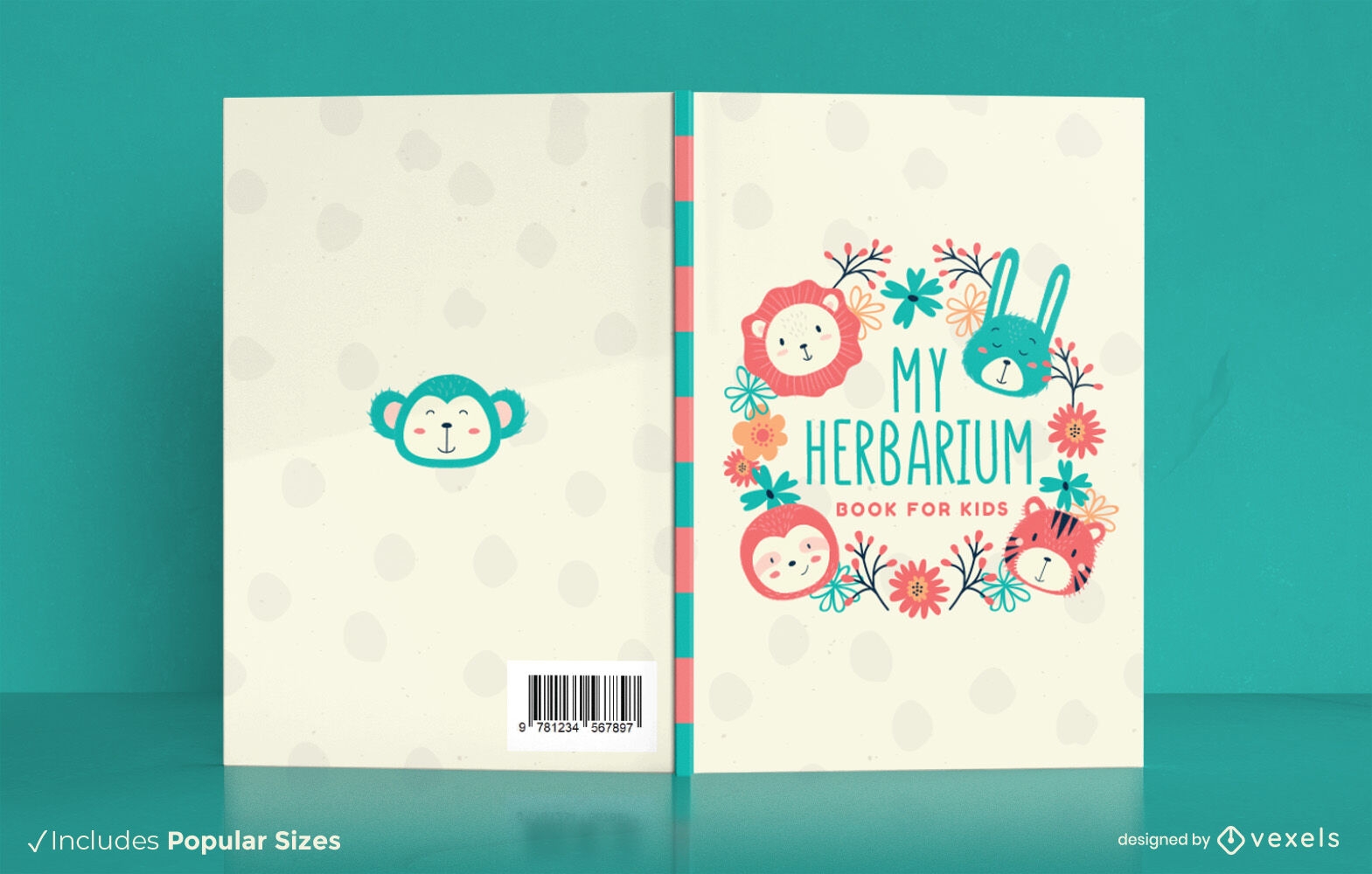 Cute animals and plants book cover design