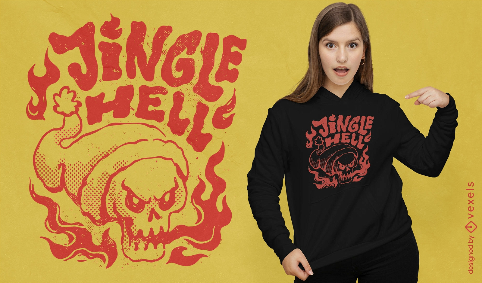 Diseño de camiseta de calavera de jingle hell