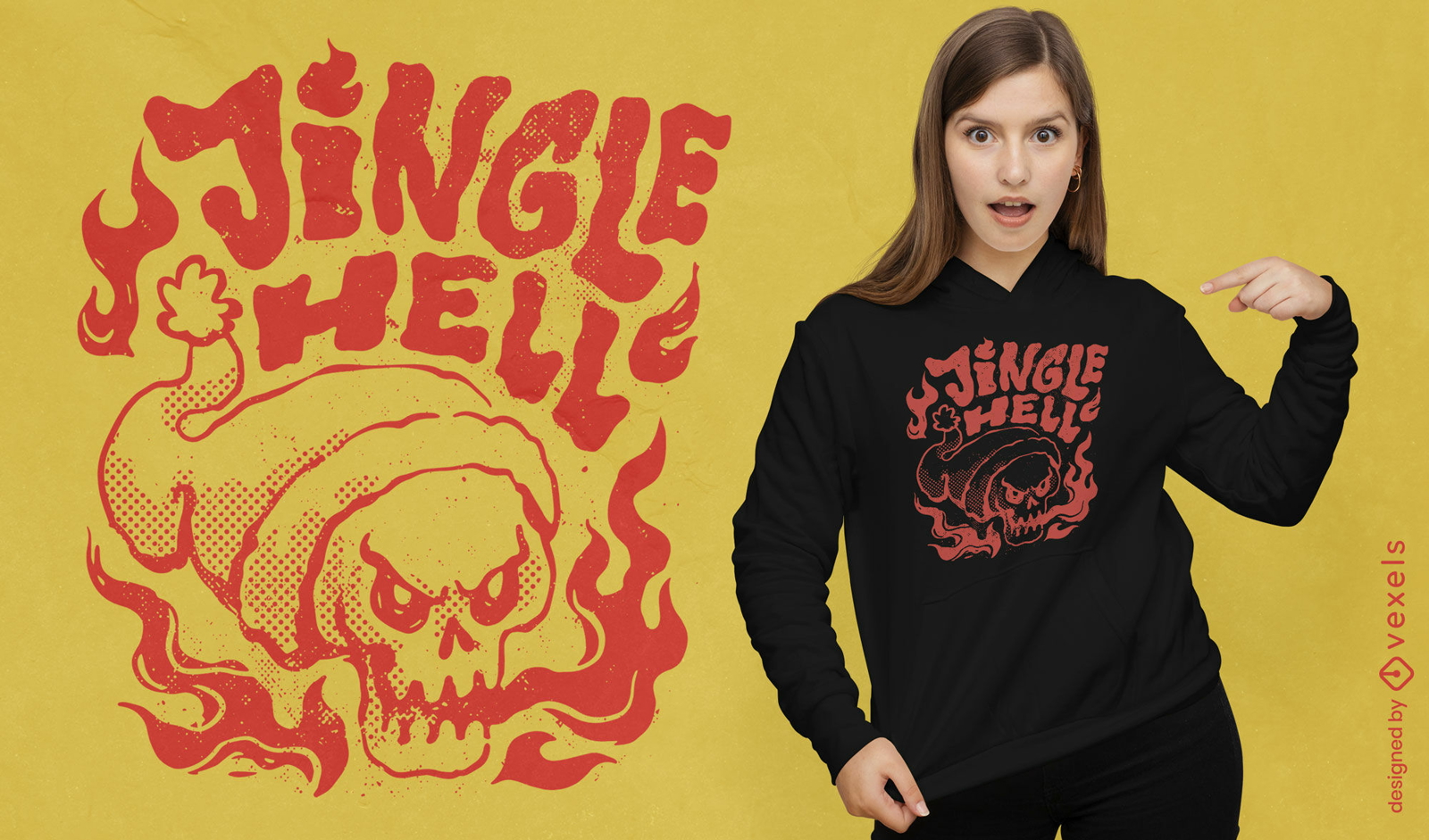 Jingle hell skull t-shirt design