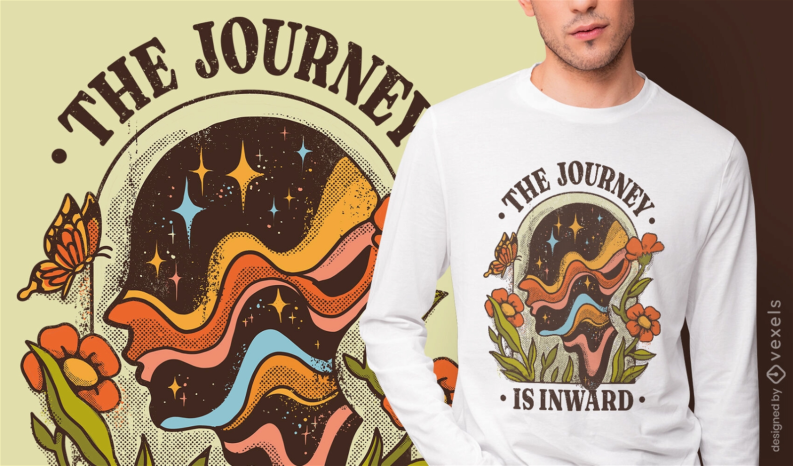 Motivierendes T-Shirt-Design für die Reise nach innen