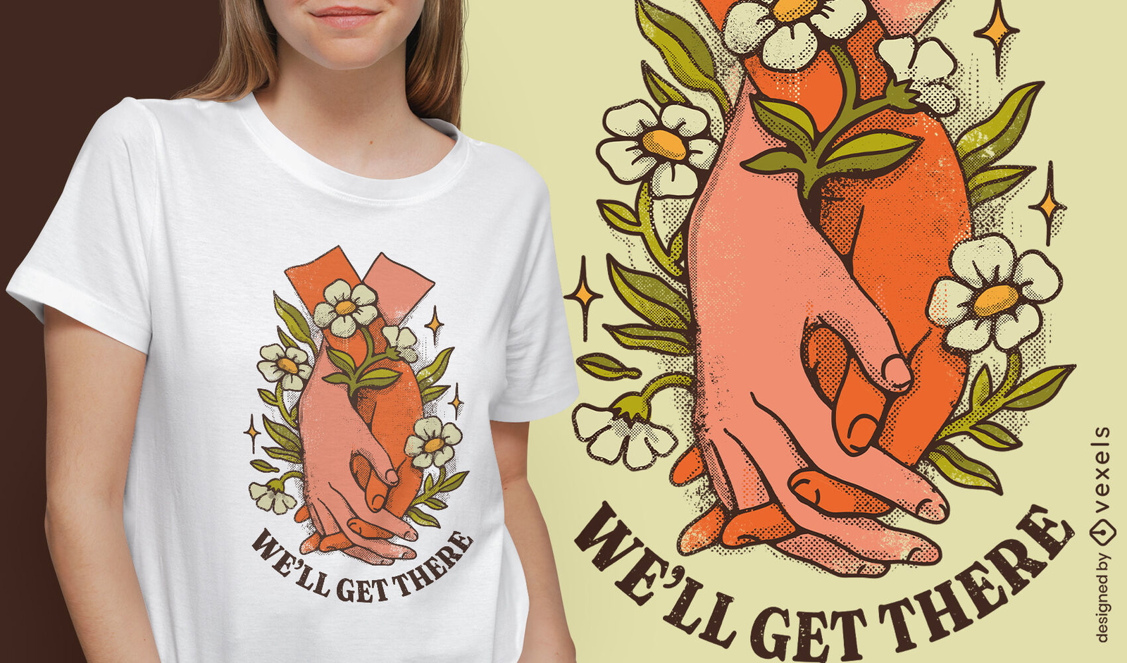 Diseño de camiseta floral vintage de salud mental.