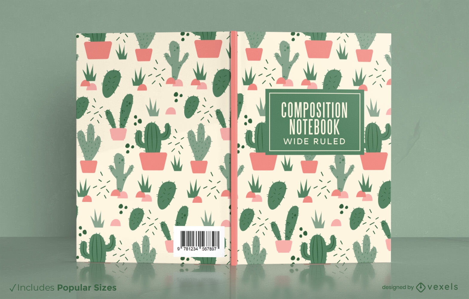 Diseño de portada de libro de cactus y plantas.