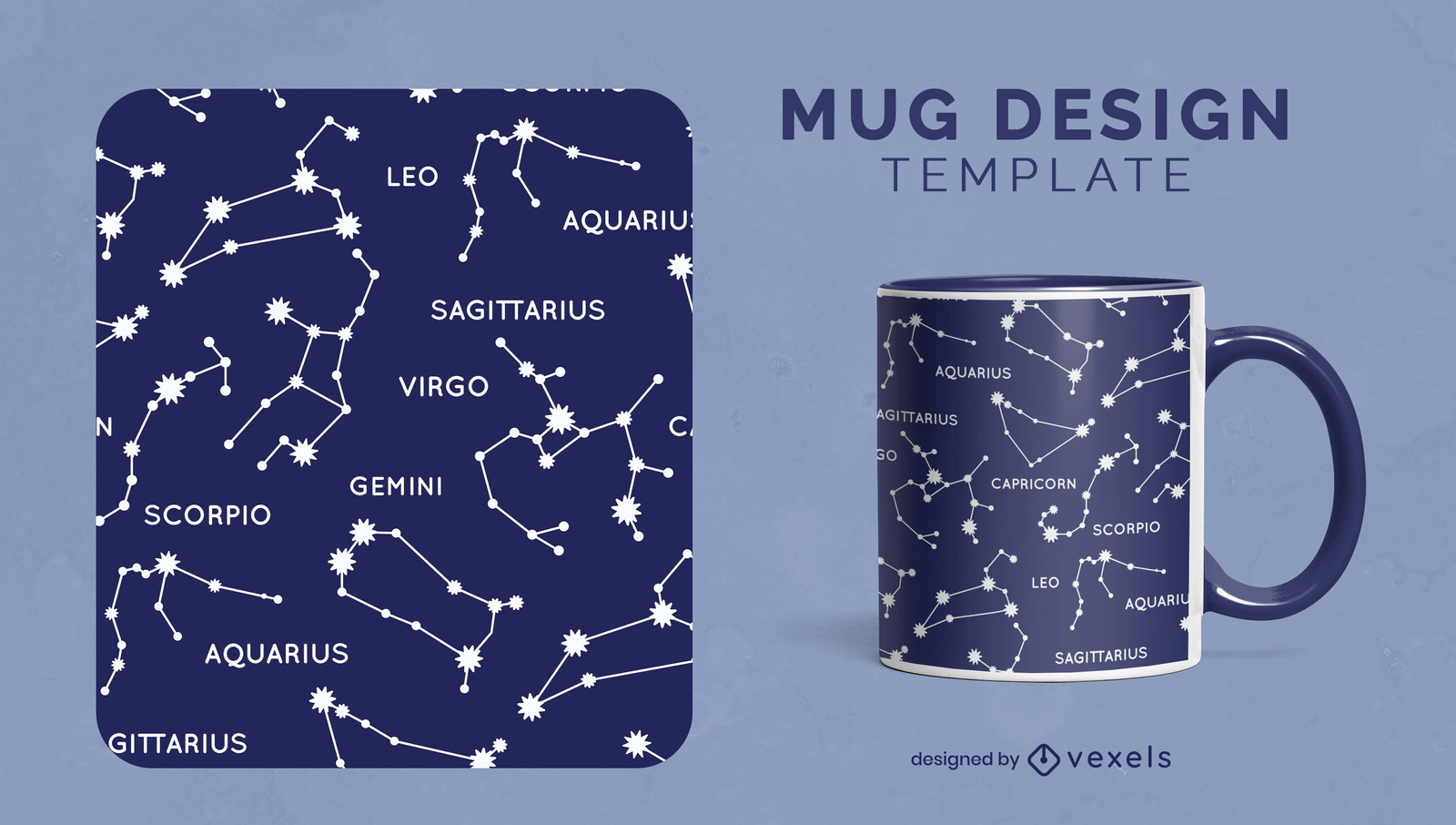 Diseño de taza de constelaciones de estrellas del horóscopo