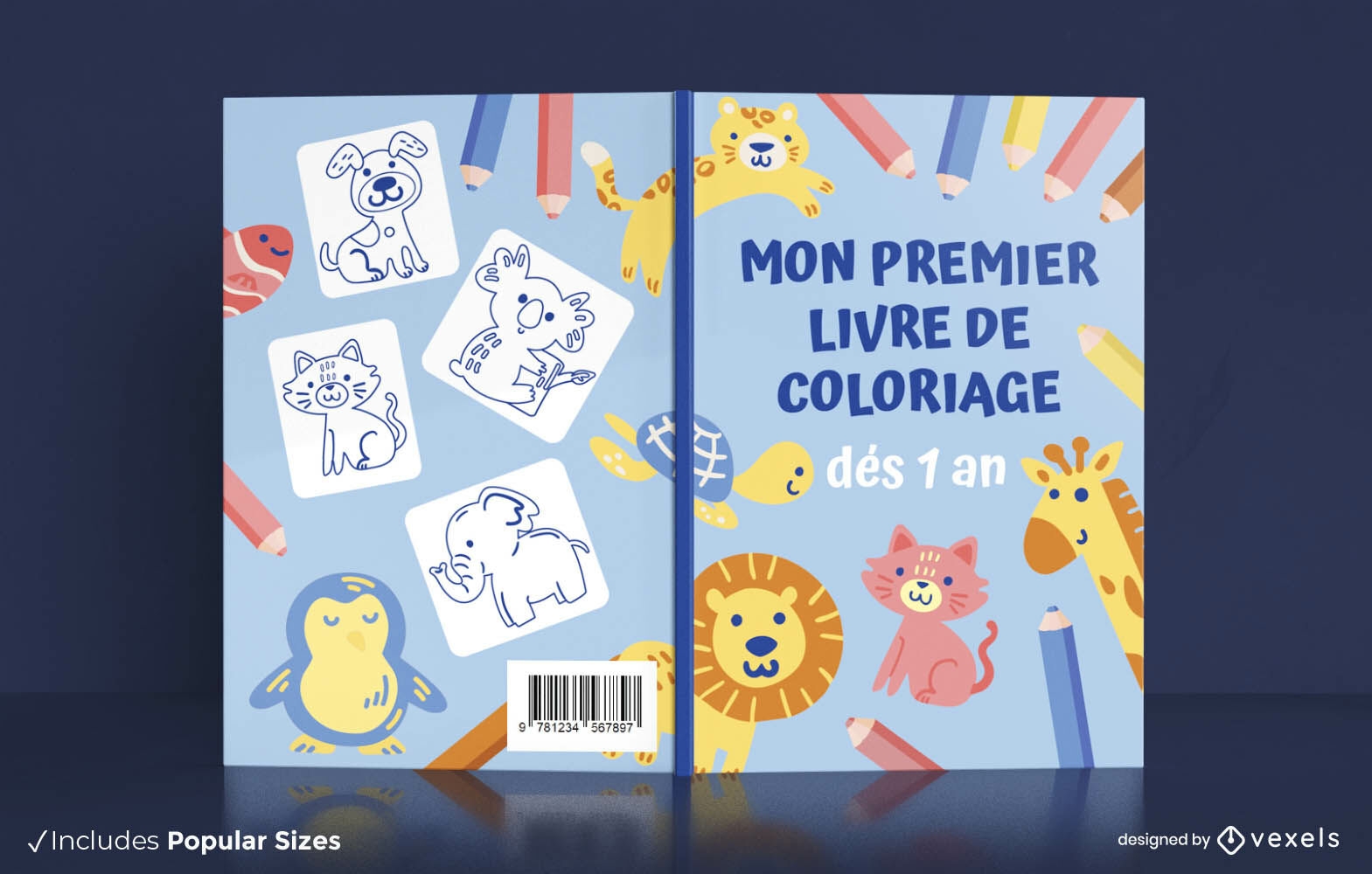Design de capa de livro de colorir de animais de zool?gico