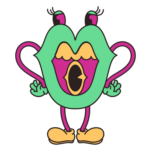 Psychedelic retro cartoon mouth PNG Design