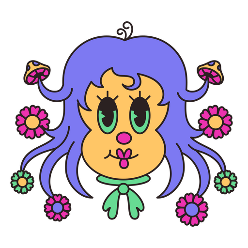 Boneca de desenho retrô psicodélico Desenho PNG