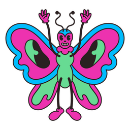Psychedelic retro cartoon butterfly PNG Design