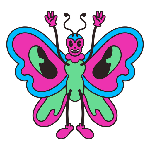 Borboleta de desenho retrô psicodélico Desenho PNG