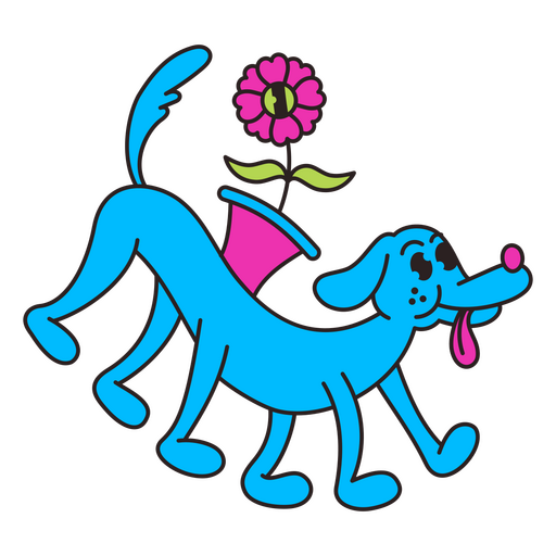 Perro de dibujos animados retro psicodélico Diseño PNG