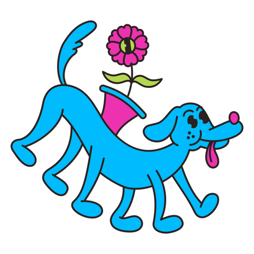 Psychedelic retro cartoon dog