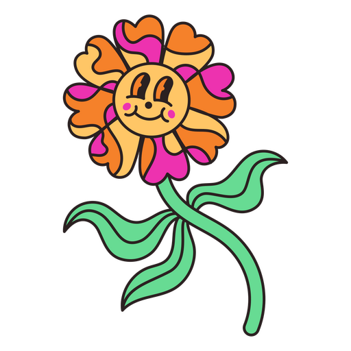 Flor de desenho retrô psicodélico Desenho PNG