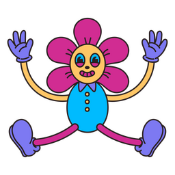 Psychedelic retro cartoon flower doll PNG Design