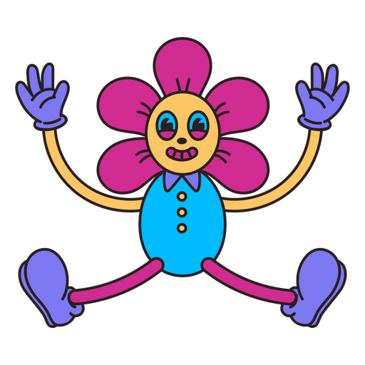 Psychedelic retro cartoon flower doll PNG Design
