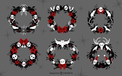 Gothic Christmas wreaths set