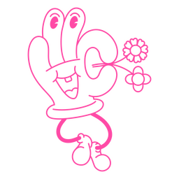 Mão de traço cheio psicodélico Desenho PNG