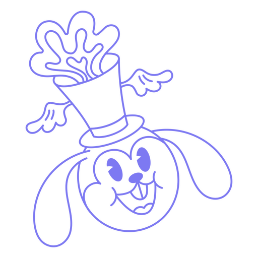 Desenho retrô de coelho mágico Desenho PNG