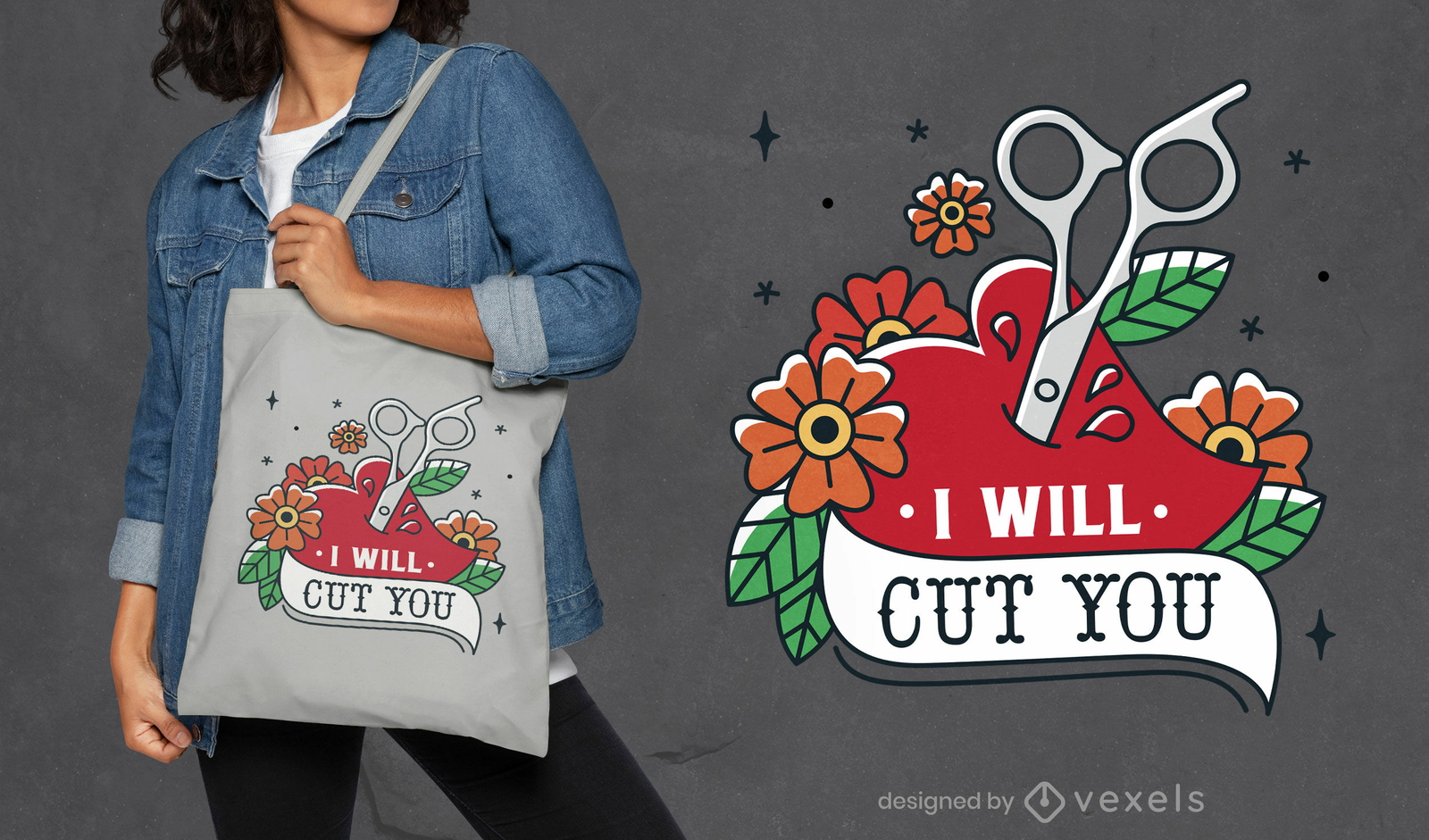 Hairdresser tattoo tote bag design