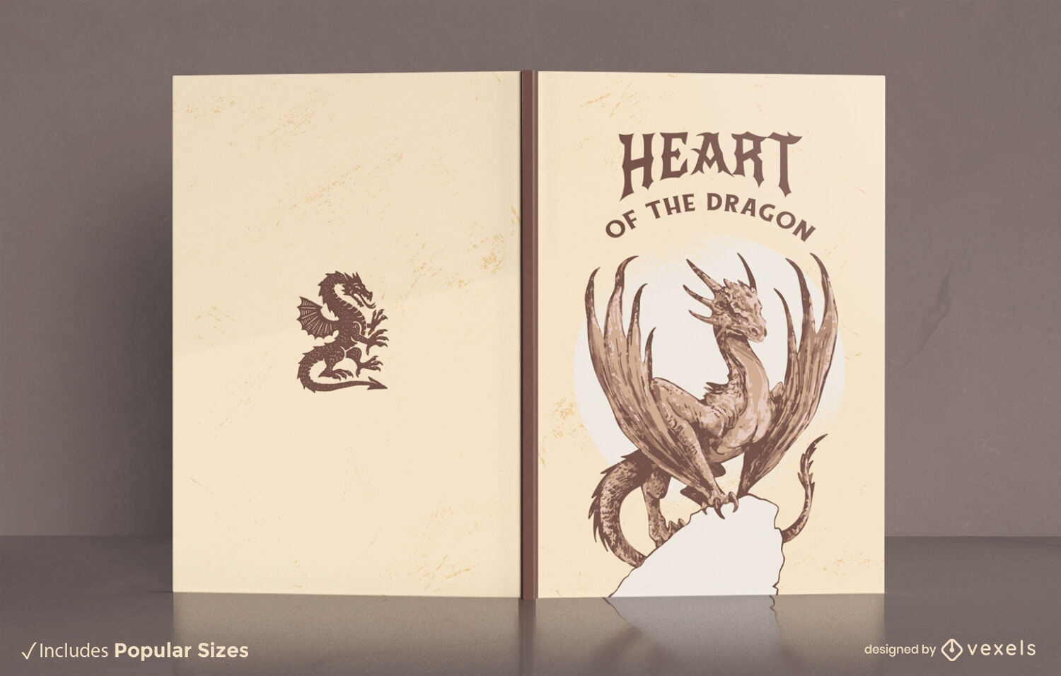 Design de capa de livro de dragão medieval