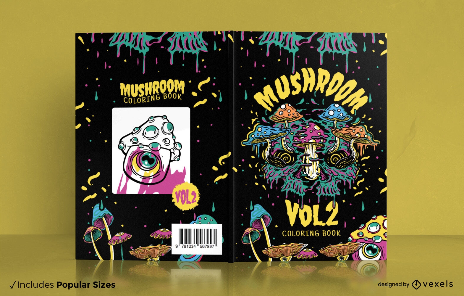 Trippy mushroom book cover design